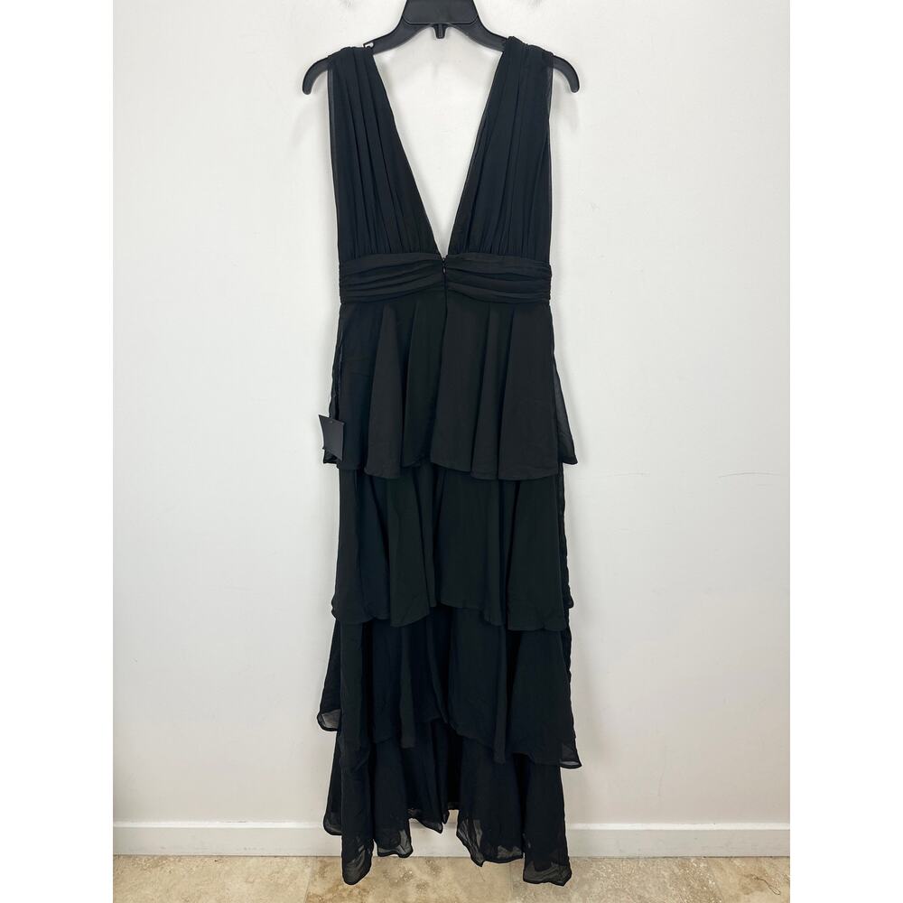 Lulus Amazing Evening Black Tiered Maxi Dress Chiffon Formal Evening Medium NWT - Picture 11 of 11